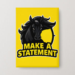Bold Black Horse with Motivational Text Button