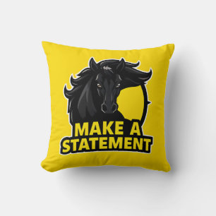 Bold Black Horse with Motivational Text Throw Pillow