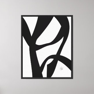 Bold Black Intertwining Lines Abstract On White Canvas Print
