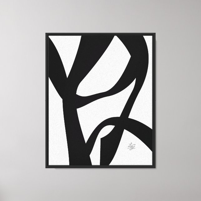 Bold Black Intertwining Lines Abstract On White Canvas Print (Front)