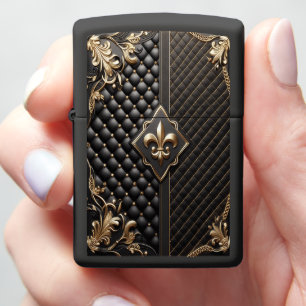 Bold Black Leather Luxe Collector’s Zippo Lighter