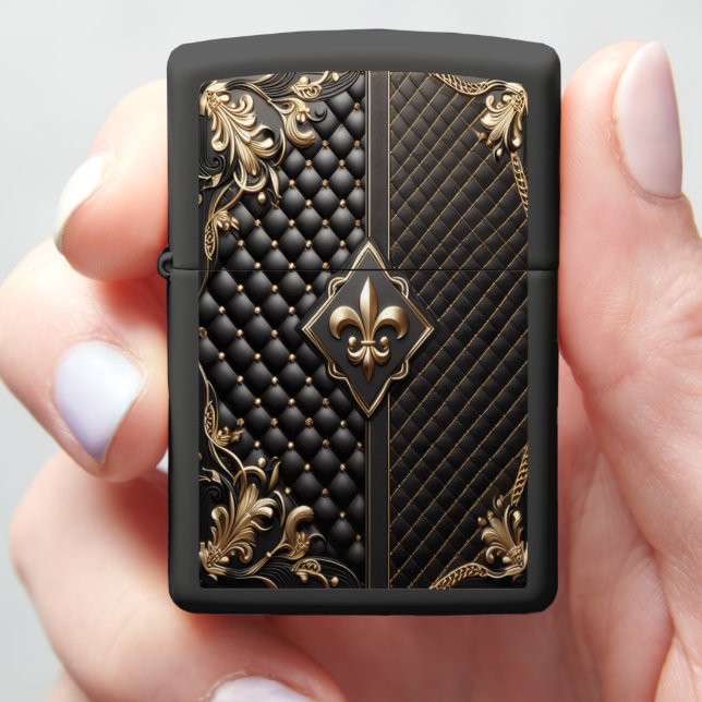 Bold Black Leather Luxe Collector’s Zippo Lighter (In Hand)