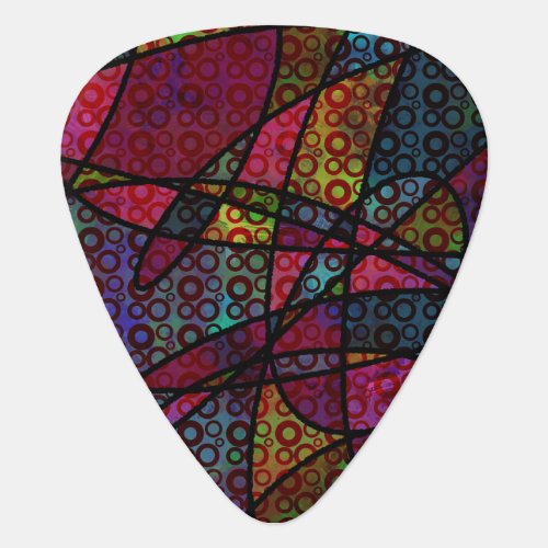 Bold Black Lines  Multicolored Abstract Textures Guitar Pick