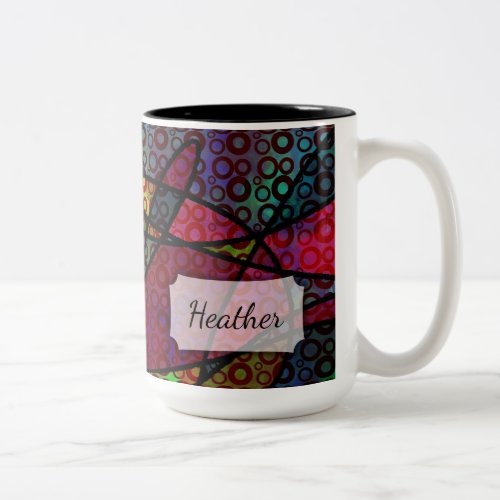 Bold Black Lines  Multicolored Abstract Textures Two_Tone Coffee Mug
