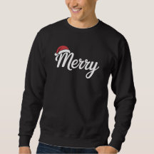 Bold Black Merry Christmas Santa Hat