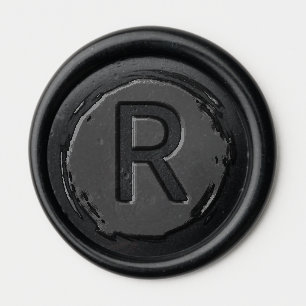 Bold Black Minimalist Initial Seal Wax Seal Sticker
