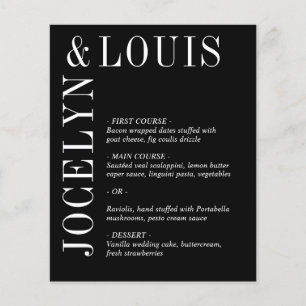 Bold Black Modern Wedding Menu