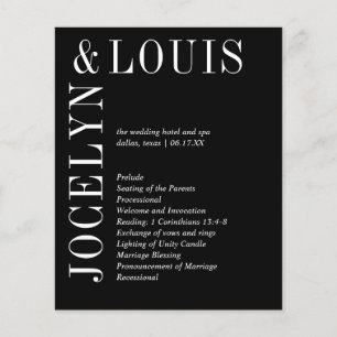 Bold Black Modern Wedding Program