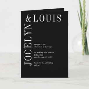 Bold Black Modern Wedding Program