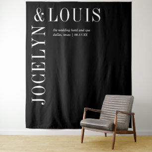 Bold Black Modern Wedding Tapestry