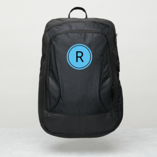 Bold Black Monogram on Bright Blue Circle Port Authority® Backpack