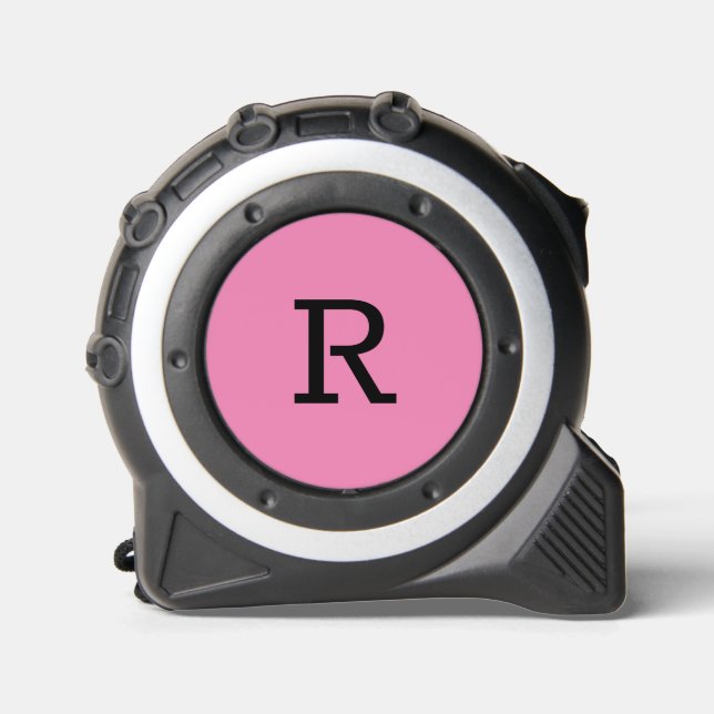 Bold Black Monogram on Pink Tape Measure (Front)