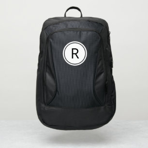 Bold Black Monogram on White Circle Port Authority® Backpack