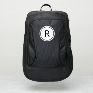 Bold Black Monogram on White Circle Port Authority® Backpack