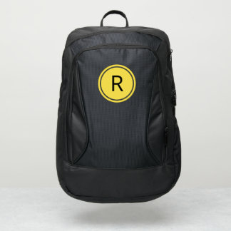 Bold Black Monogram on Yellow Circle Port Authority® Backpack