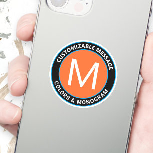 Bold Black Orange Blue Circular Text Sticker