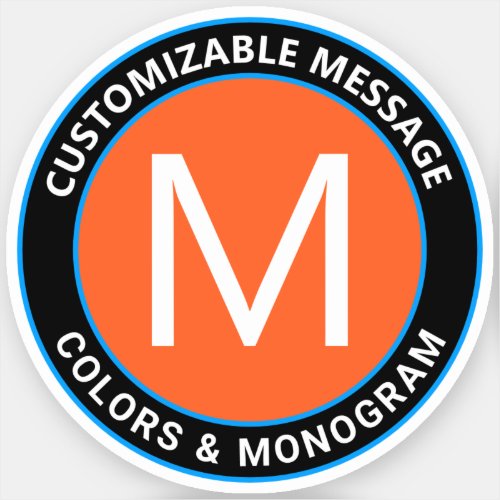 Bold Black Orange Blue Circular Text Sticker