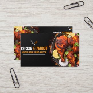 Bold Black & Orange Chicken Restaurant Business Ca Card