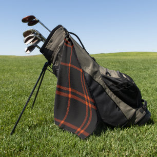 Bold Black Orange Scottish Tartan Modern Autumn Golf Towel