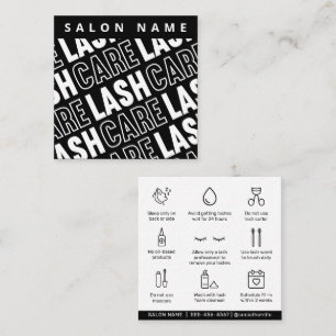 Bold Black Pattern Lash Care Guide Square Business Card