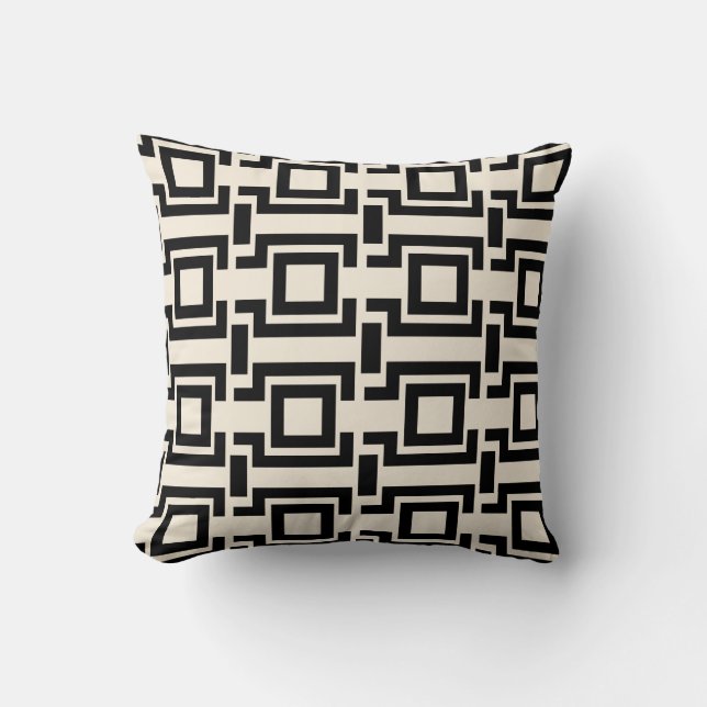 Bold Black Pattern Throw Pillow (Front)