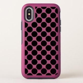 Bold Black Polka Dots on Dark Pink OtterBox Symmetry iPhone X Case