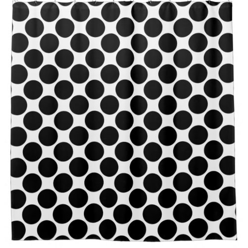 Bold Black Polka Dots on Solid White Shower Curtain