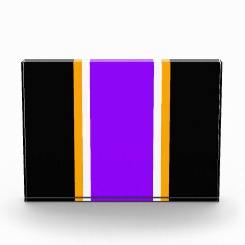 Bold Black Purple Sporty Vertical Racing Stripes Photo Block