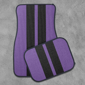 🖤💜 Bold Black Racing Stripes on Purple Muscle Car Floor Mat
