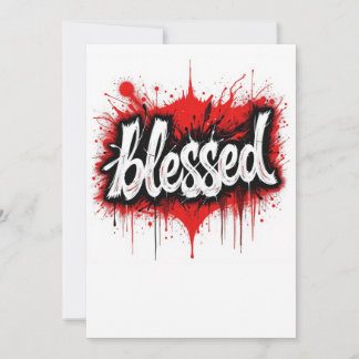 Bold Black & Red "Blessed"  Invitation