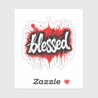 Bold Black & Red "Blessed" Sticker