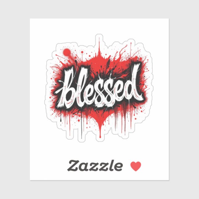 Bold Black & Red "Blessed" Sticker (Sheet)