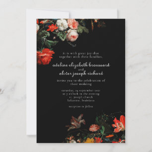 Bold Black & Red Floral Wedding Invitation