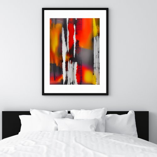 Bold Black Red  Yellow Modern Abstract unframed Poster