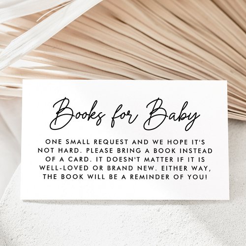 Bold Black Script Baby Shower Book Request Enclosure Card