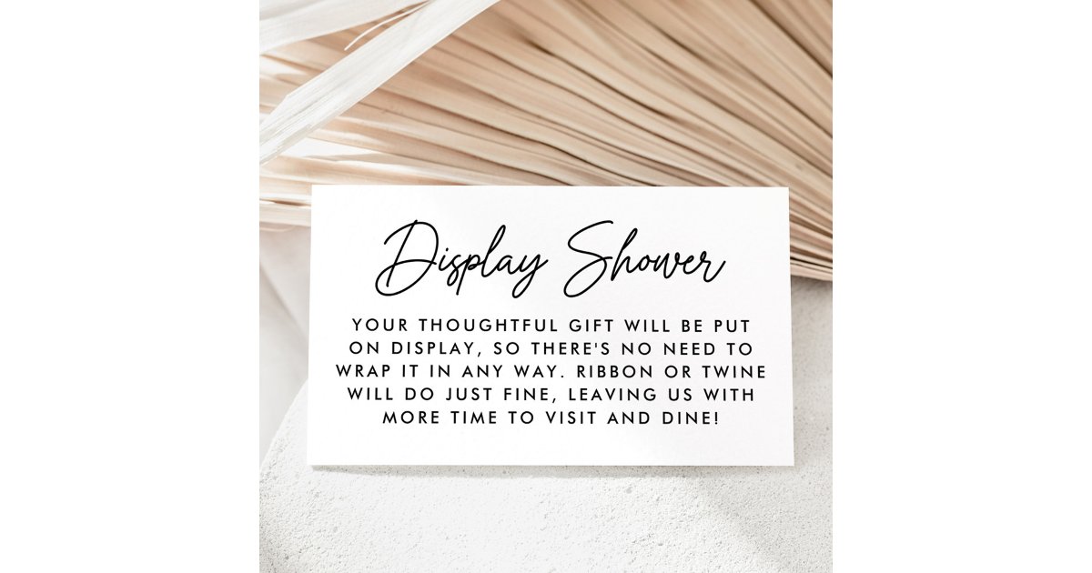 Bold Black Script Baby Shower Display Shower Enclosure Card | Zazzle