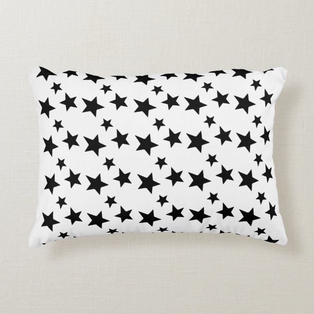 Bold Black Star Pattern – Modern Seamless Star  Accent Pillow (Front)