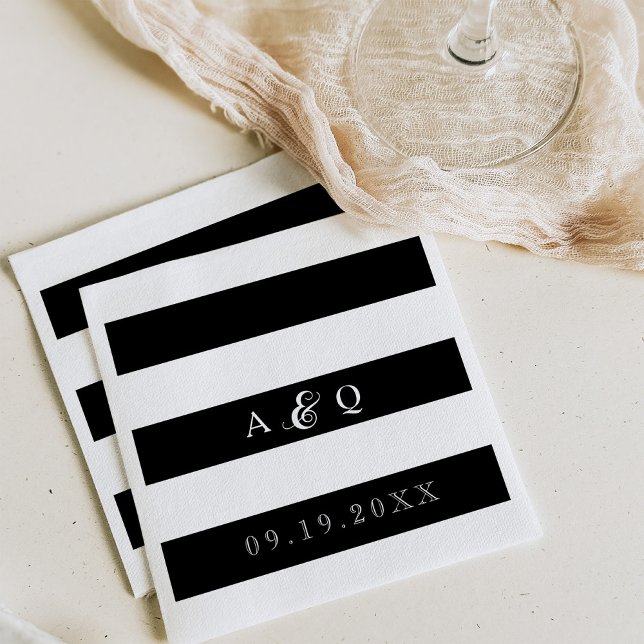 Bold Black Stripes Wedding Napkins (Creator Uploaded)