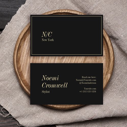 Bold Black Stylish Monogram Luxury Business Card
