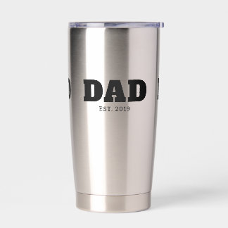 Bold Black Text Est Year Dad Insulated Tumbler