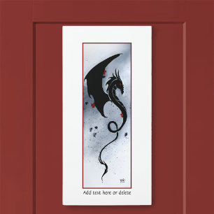 Bold Black Tribal Dragon Red Blue Flowers Door Sign
