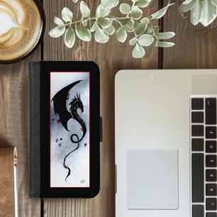 Bold Black Tribal Dragon Red Blue Flowers iPhone 8/7 Wallet Case