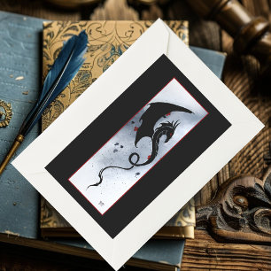 Bold Black Tribal Dragon Red Blue Flowers Rectangular Sticker
