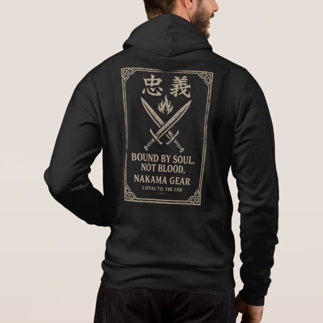 Bold Black Tribal Flame Streetwear Pullover Hoodie (Back)