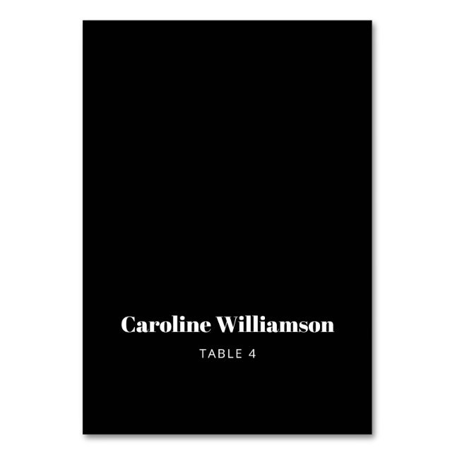 Bold Black Typography Custom Table Place Card (Front)