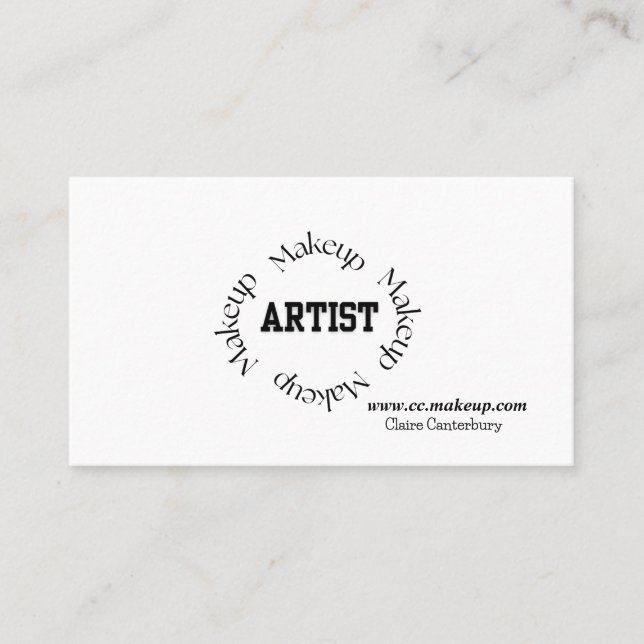 Bold Black Typography Makeup Artist Business Card (Front)