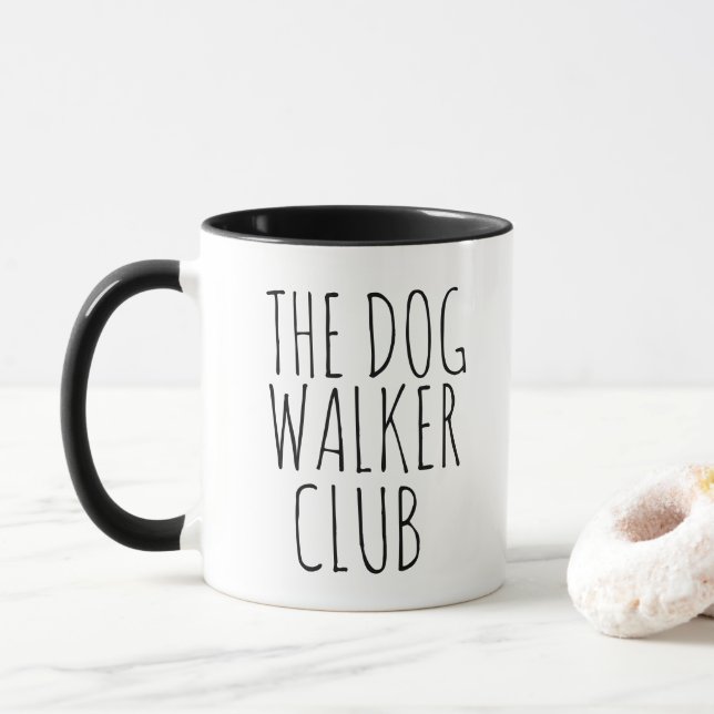 Bold Black Typography Professional Dog Walkers  Mug (With Donut)