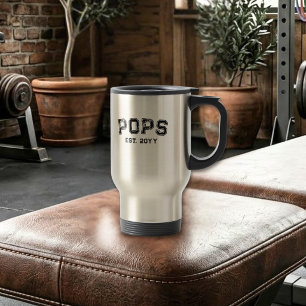 Bold Black Varsity Pops Grandpa Nickname Est Year Travel Mug