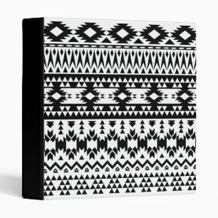 Bold Black White Aztec Geometric tribal pattern 3 Ring Binder