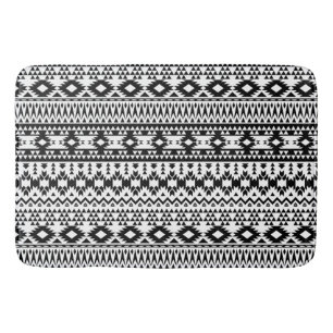 Bold Black White Aztec Geometric tribal pattern Bath Mat
